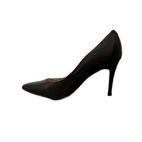marc fisher Solid Black Darren Vegan Faux Snakeskin Pointed Toe Stilettos Pumps - Picture 2 of 8